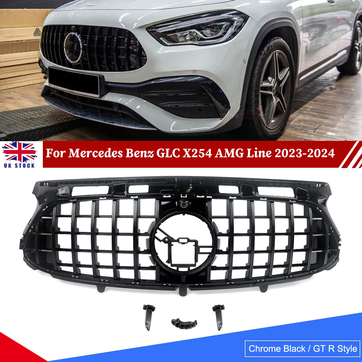 Gloss Black GT Style Front Bumper Grille For Mercedes GLA-Class H247 2020-2023