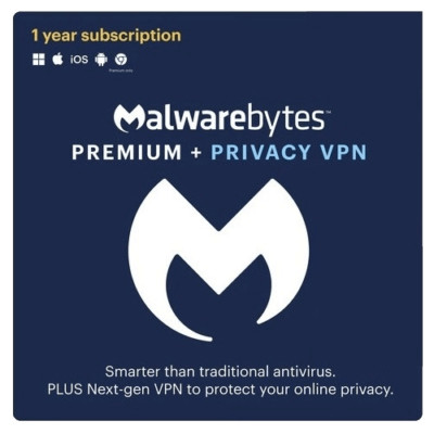 Malwarebytes Premium + Privacy VPN Bundle 2026 - 1 Year  10 Devices
