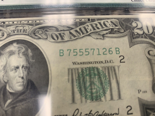(2) U.S. 1950-B $20 FRN NEW YORK.FR#2061-B PMG-64EPQ CONSECUTIVE SERIAL NUMBERS - Picture 2 of 8