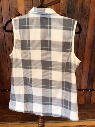 Made for Life Fleece Lightweight Zip Vest Plaid Gingham Size Medium - Picture 10 of 10