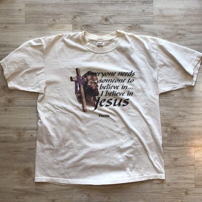 Jesus T Shirt White XL I Believe In Jesus Graphic Tee Christ