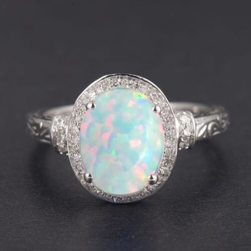 1.35Ct Oval Cut 100% Natural Full Fire Opal Women's Ring In 925 Sterling Silver