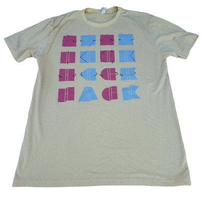 Next Level Apparel Shirt Womens Large Yellow Blue Hack & Craft Short Sleeve Top