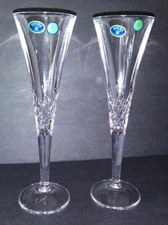 SET OF 2 BOHEMIA 24% PBO LEAD CRYSTALS CLEAR CHAMPAGNE FLUTE NEW in Box
