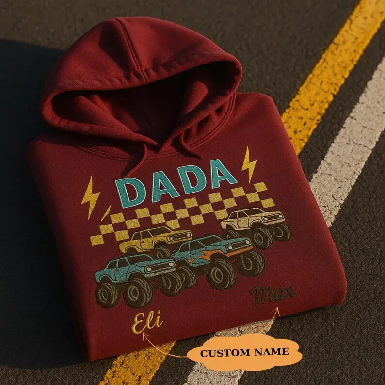 Custom Embroidered Monster Truck DADA Sweatshirt - Choose Color & Text