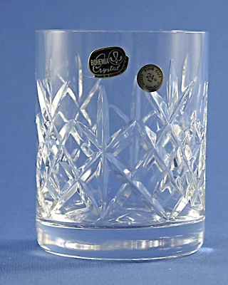 BOHEMIA CRYSTAL- FLAMENCO DESIGN- LARGE WHISKY DOF TUMBLER (320ml) 9.8cm/ 3 7/8"