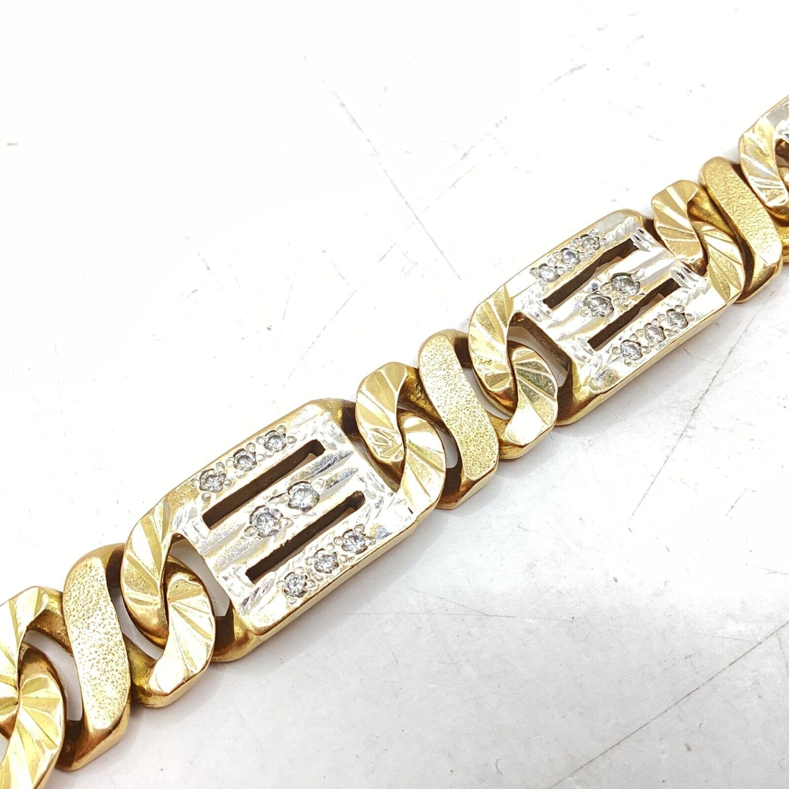 Solid Gold Large Chunky Thick Diamond Bracelet - … - image 3