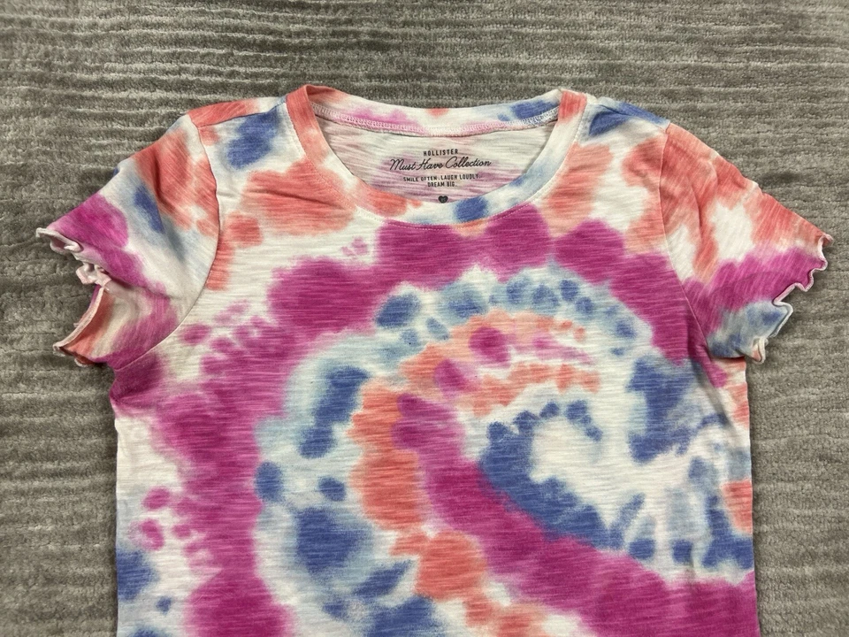 Top Hollister Mujer XS Multicolor Tie Dye Imprescindible Colección Recortado Foto 2 de 4