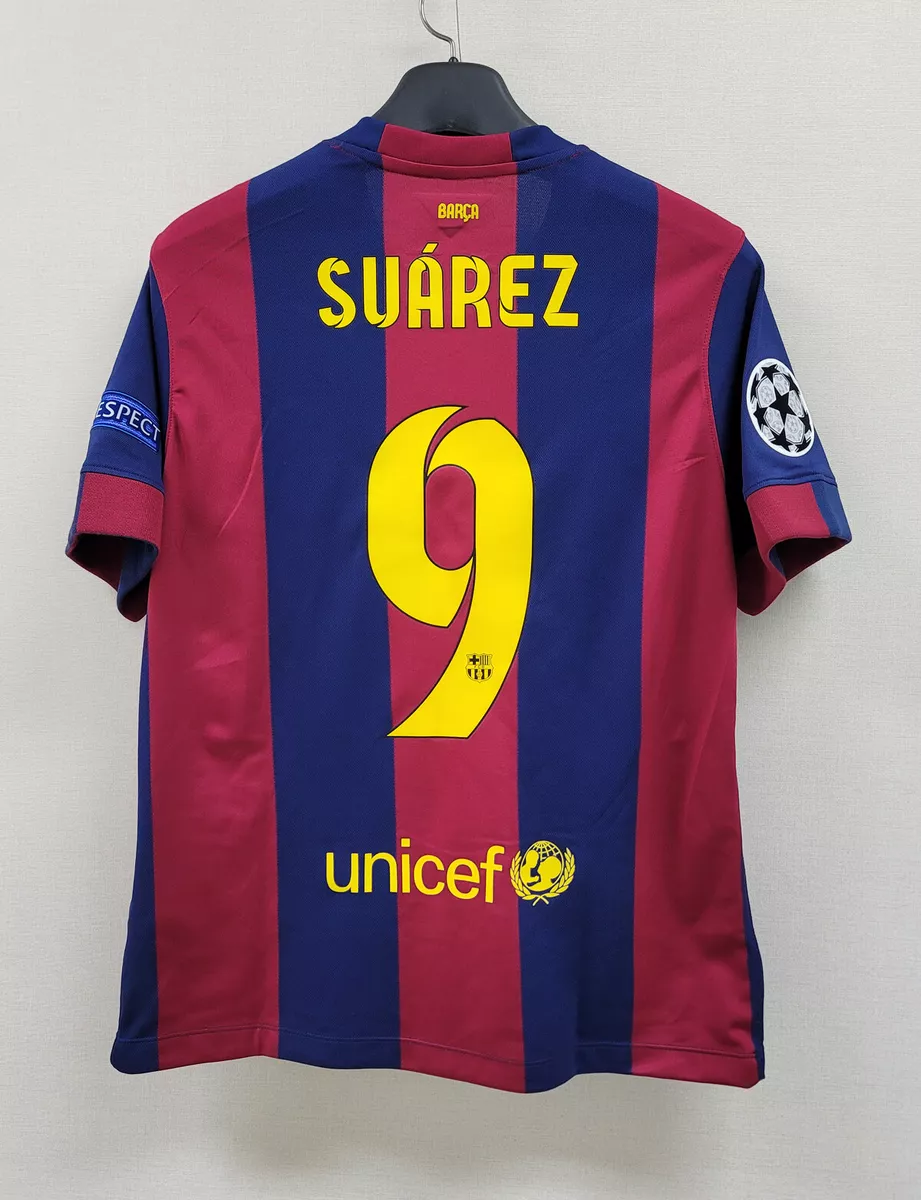 2014-15 Barcelona FC Home S/S No.9 SUAREZ 2015 UEFA CL Final 14-15 jersey  FCB