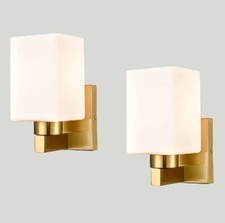 DEYNITE 2-Pack Brass Wall Sconce Light Fixtures Modern Bathroom Vanity Light w/M