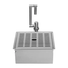Square Covered Stainless Steel Hidden Kitchen Sink W/Drain Folding Faucet Indoor