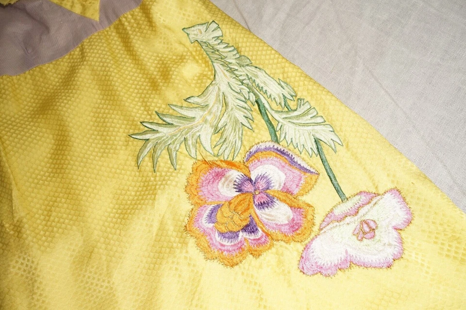 Vestido Custo Barcelona Mujer Talla 36 US Pequeño 2 Amarillo Seda Algodón Cuello en V Foto 4 de 4