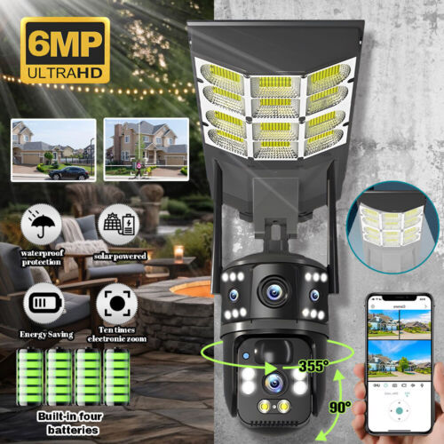 Solar Battery Powered Wireless WiFi Outdoor Pan/Tilt Home Security Camera System