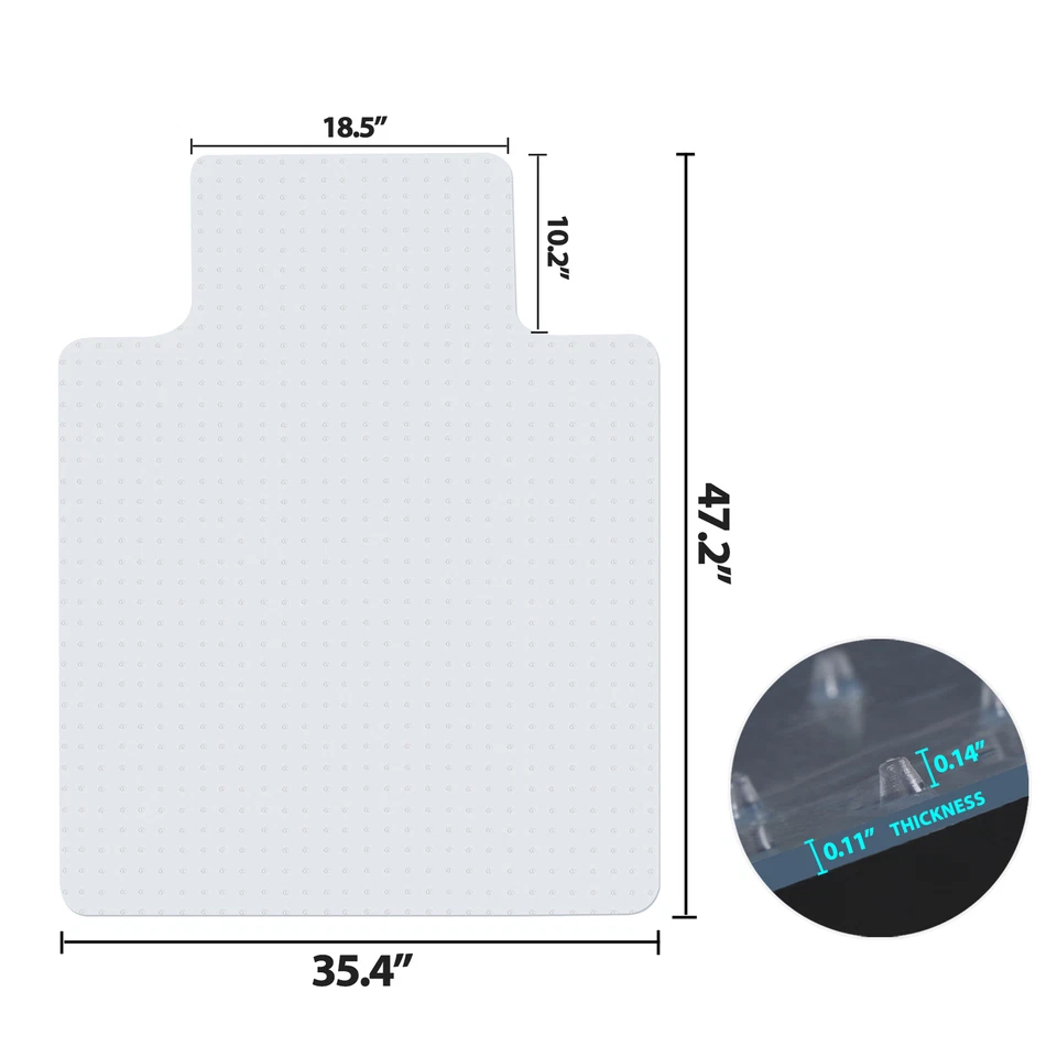 48" x 36" Home Office Chair Mat PVC Floor Studded Back with Lip For Pile Carpet - Image 3 of 4