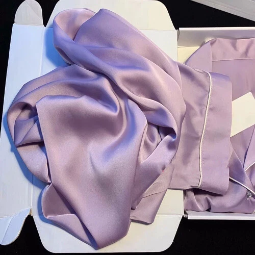 Pijama Seda Hielo Mujer Pijama Primavera Manga Larga Hogar Set - Imagen 4 de 49