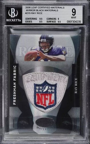 2008 LEAF CERTIFIED DONRUSS LOGOMAN BLACK RAY RICE RC SHIELD PATCH SP 1/1 ROOKIE