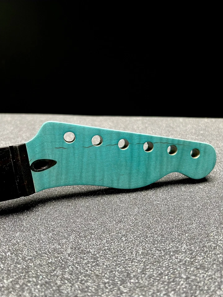 Warmtone Custom Guitars Blue Flamed Maple Tele Style Neck Blue - Image 3 of 4