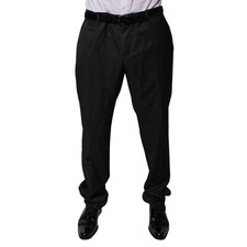 DOLCE & GABBANA Pants Black Wool Tapered Formal Dress Trouser IT54/W40/XL 720usd