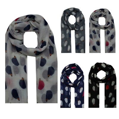 Damen Frauen Igel Print Schal Schals Tuch Kette Tiermuster lange Stola