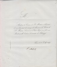1857 Faire-part mariage de SAINTE MARIE d'AGNEAUX & Eudoxie LE VICONTE de BLANGY