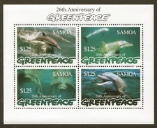 Samoa Scott# 947, Dolphins, Greenpeace Anniv. 1997 S/S, VF MNH, SCV: $4.75