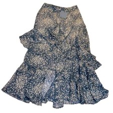 DRESS FORUM Urban Outfitters Black Brown Floral Ruffle Tiered Midi Skirt Small