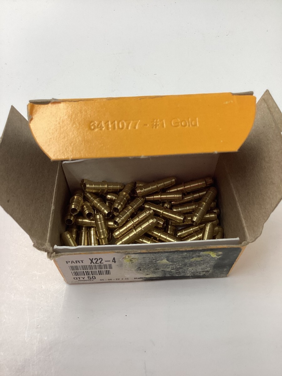 Box of 50 - Parker Double Barb Brass Pneumatic Hose Barbs X22-4