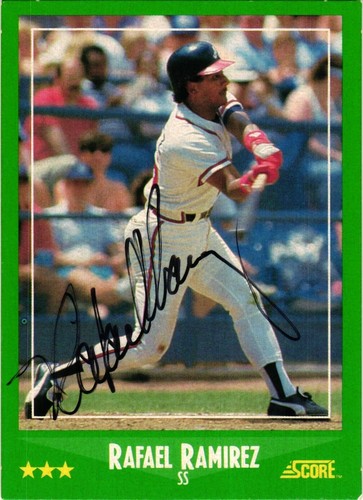 Rafael Ramirez #426 Signed 1988 Score MLB Baseball Card Auto Braves