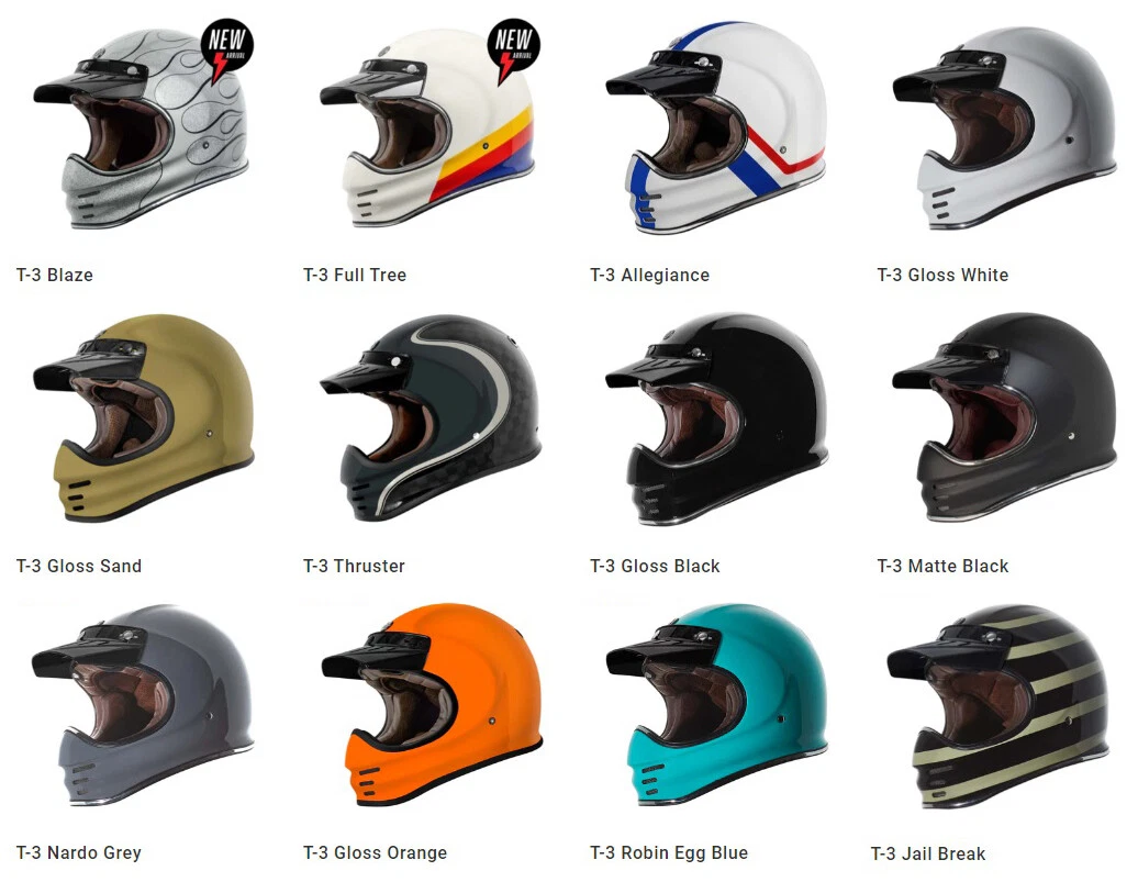 CASCO INTEGRAL T-3 TORC RETRO MX NEGRO BRILLO