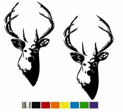 (2) Deer Bust Head Hunting Vinyl Decal Set CUSTOM SIZE COLOR for CARS TRUCKS