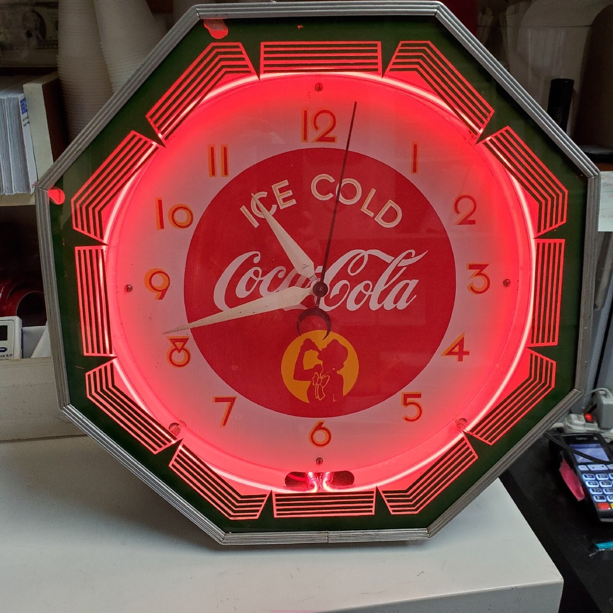 VINTAGE 1940's COCA COLA OCTAGON NEON CLOCK NICE! | eBay