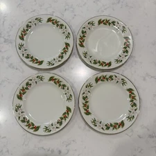 Horchow Golden December 6 In Appetizer Plates Fruit Bread Christmas Set Of 4 