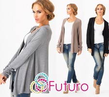 Womens Cardigan Practical Style Jumper Creases Sleeve Blazer Size 10-12 Fa345