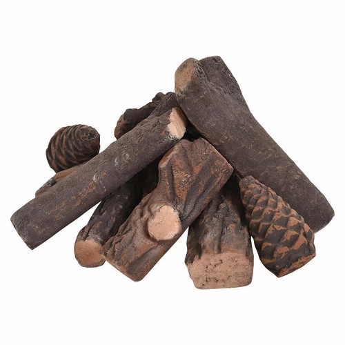 9PCS Ceramic Wood Gas Log Set Fireplace Imitation Wood Propane Firepit