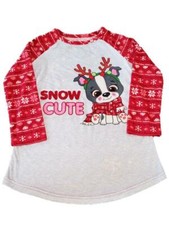 Girls Red  Grey Puppy Dog Snow Cute Soft Nightgown Sleep Dress Pajama Gown