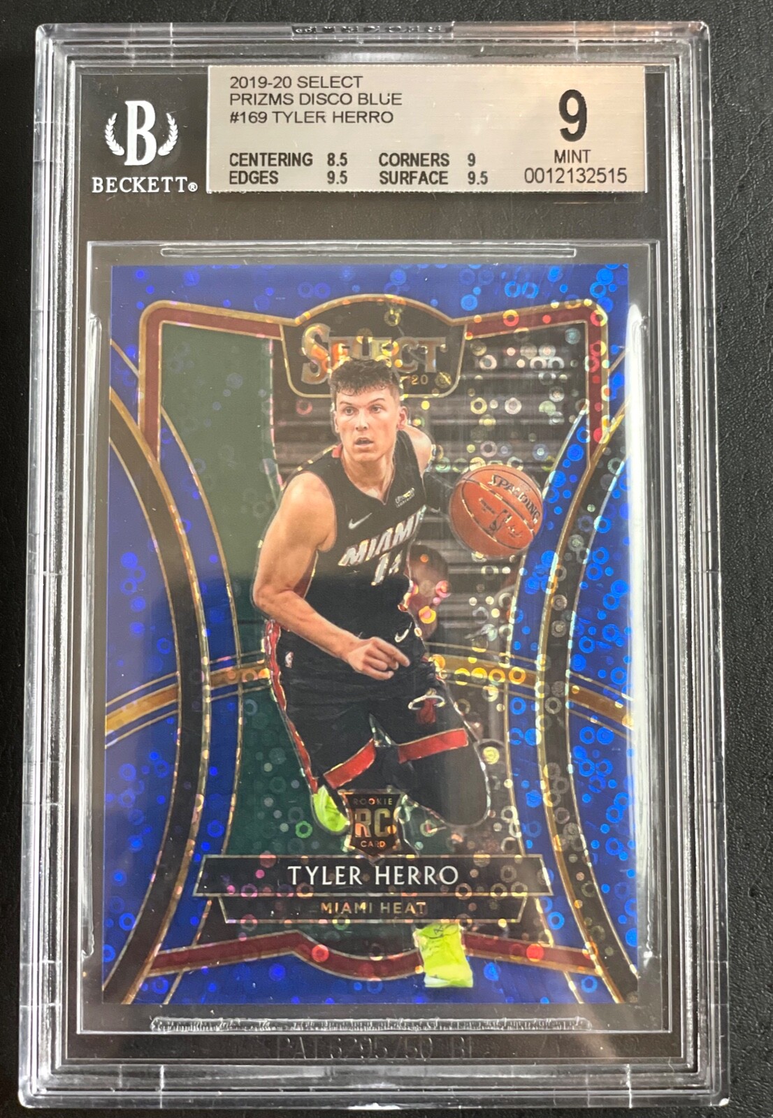 #/25 Tyler Herro BGS 9 MINT 2019-20 Panini Select Disco Blue Prizms RC #169