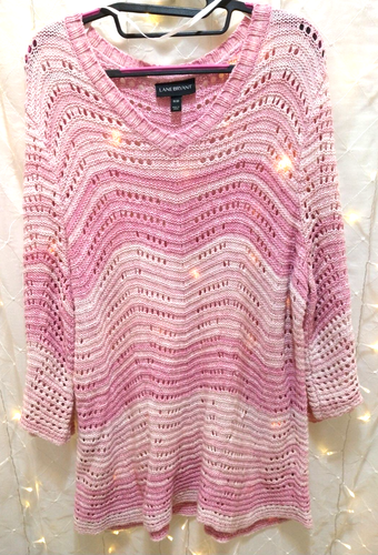 Pull Lane Bryant Rose Vif – Taille 14/16, Coton, Manches Longues, Neuf Avec étiquettes