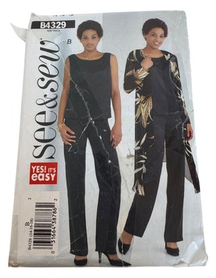 Butterick See and Sew Sewing Pattern B4329 Duster Top Pants Work 14 16 18 UC
