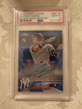 2018 Topps Chrome Blue Refractor Gleyber Torres Auto RC Rookie PSA 10 148/150 🔥
