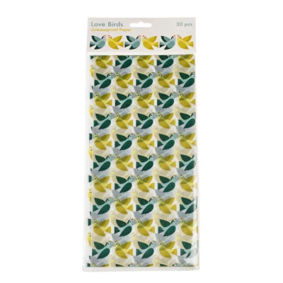 DOTCOMGIFTSHOP Rex London LOVE BIRDS GREASEPROOF PAPER (PACK OF 30)