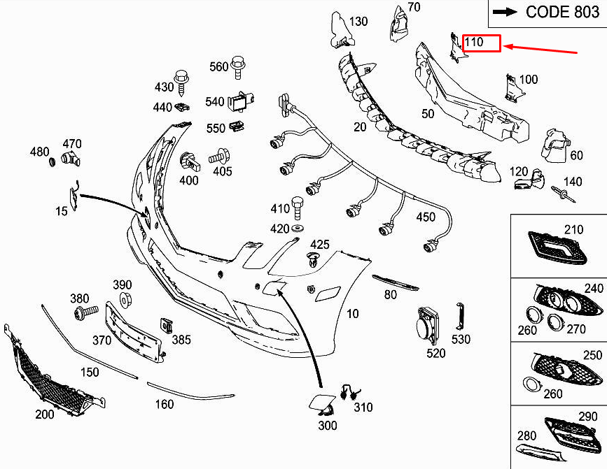 MERCEDES-BENZ Cabrio A207 Stoßfängerverstärkung hinten rechts A2078850216