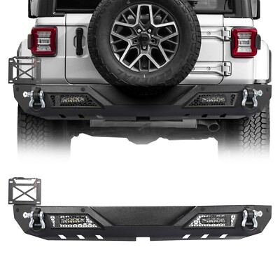 Rear Bumper for 2018-2024 Jeep Wrangler JL Unlimited with 2x LED Light & D-Rings