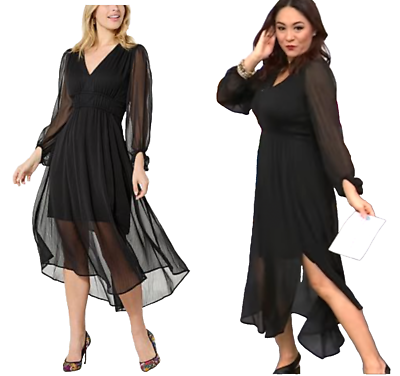 NEW Jessica Simpson Bonita Chiffon Dress BLACK PLUS SZ 3X $119.00 | eBay