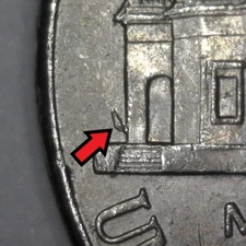 2019-P Jefferson Nickel Circulated Die Chip On Left Of Monticello Error/Variety