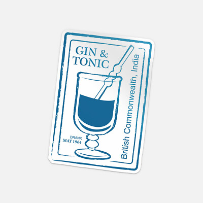 Gin & Tonic Cocktail Drink Grunge Stamp Vinyl Sticker Decal
