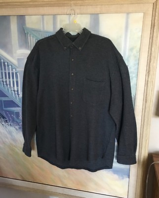 Men's AKA Eddie Bauer Warm Shirt Ribbed Long Sleeve Button Down Collar Sz XL