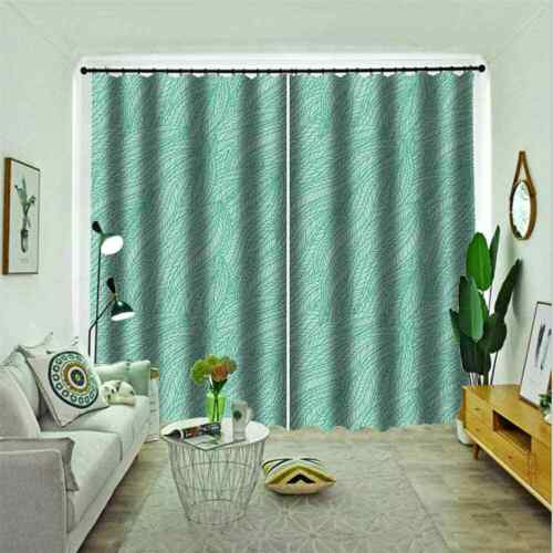 Green slender and clear leaf linesPrinting 3D Blockout Curtains Fabric Window