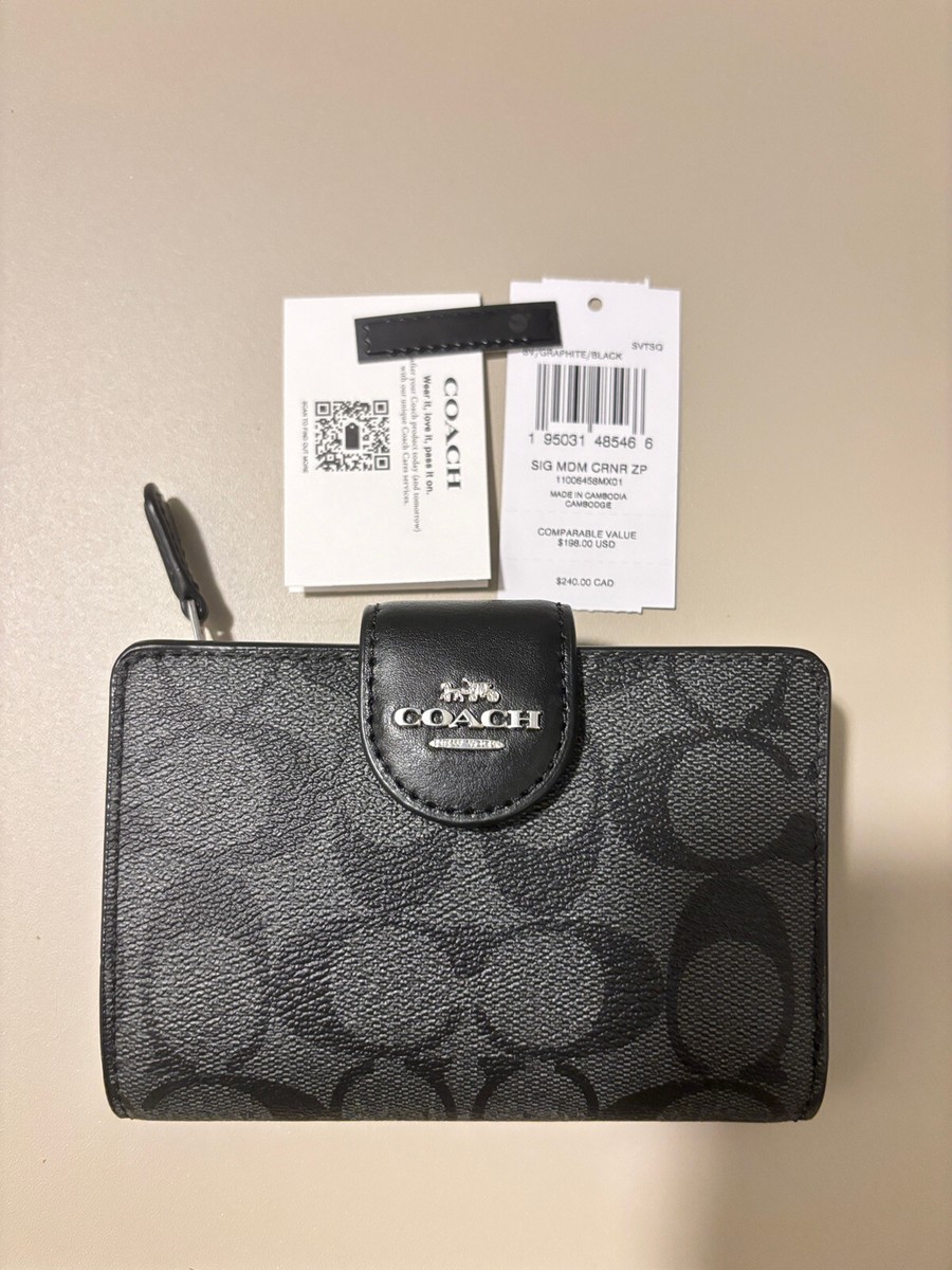 ❤️ Coach Medium Corner Zip Wallet - Sig Canvas/Leather ❤️ Coach Medium Corner Zip Wallet - Sig Canvas/Leather