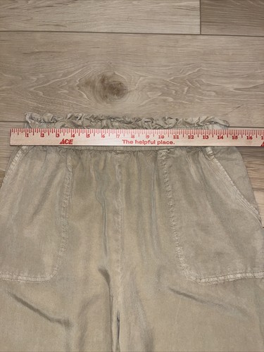 Jane + Delancey Elastic Ruffle Waist Tan/gold Wide Leg Women's Sz M, EUC - Picture 3 of 10