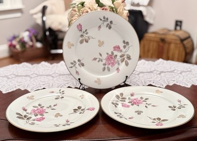 Vintage Noritake 5475,  Dinner Plates, Set Of 3,  Roses W/Gold Leaf, 10.5, Mint